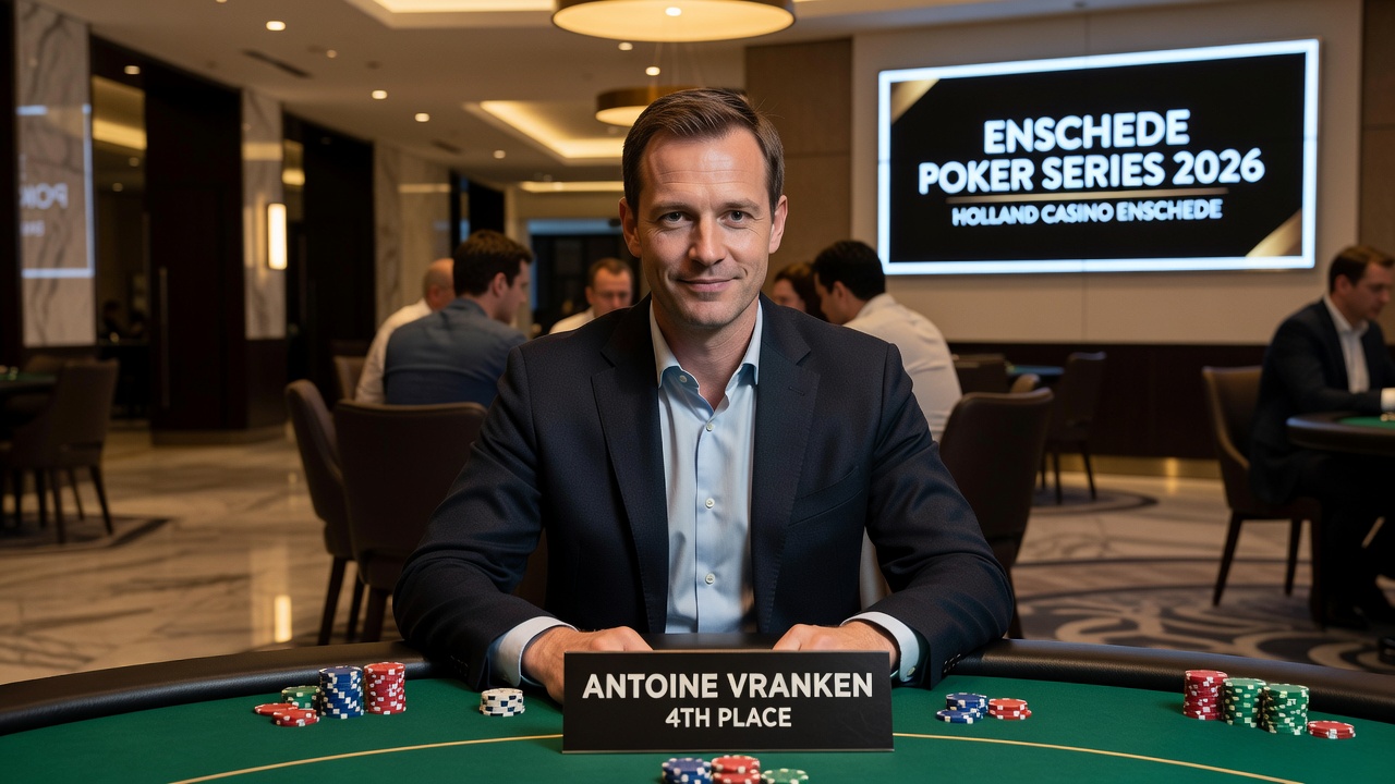 Poker tafel met community cards tijdens een live toernooi