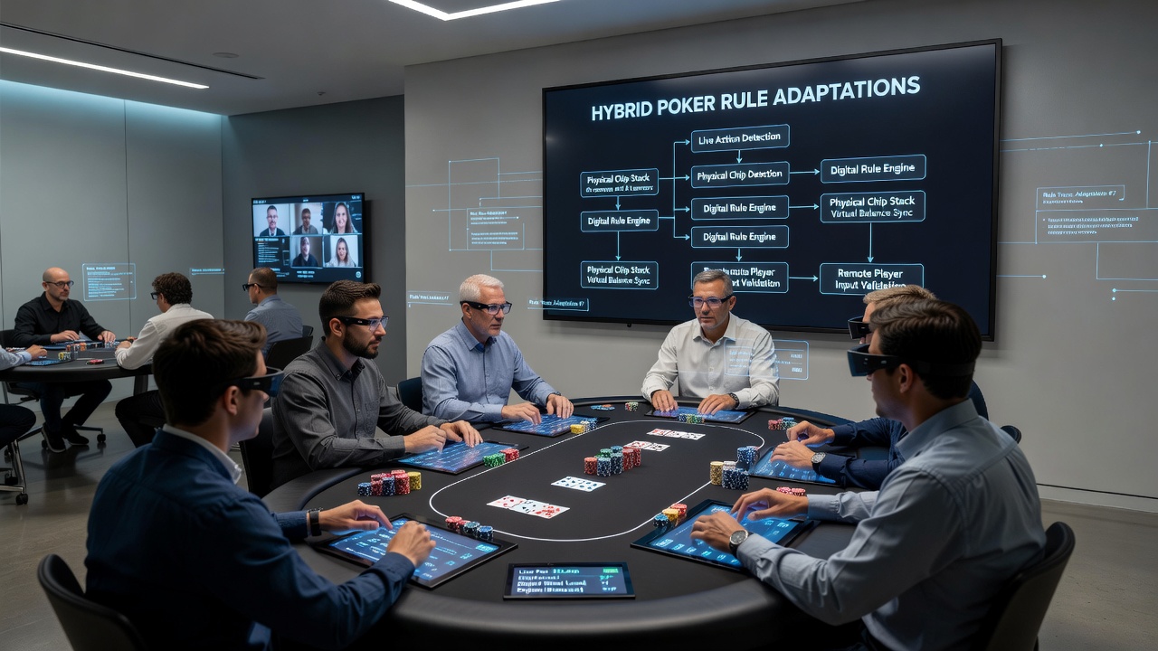 Spelers die live en digitaal pokeren met regelmonitoring op schermen